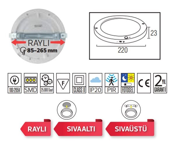 Horoz 016-060-0018 MARTHA-18 6400K Beyaz Işık Raylı Sensörlü Led Panel Armatür